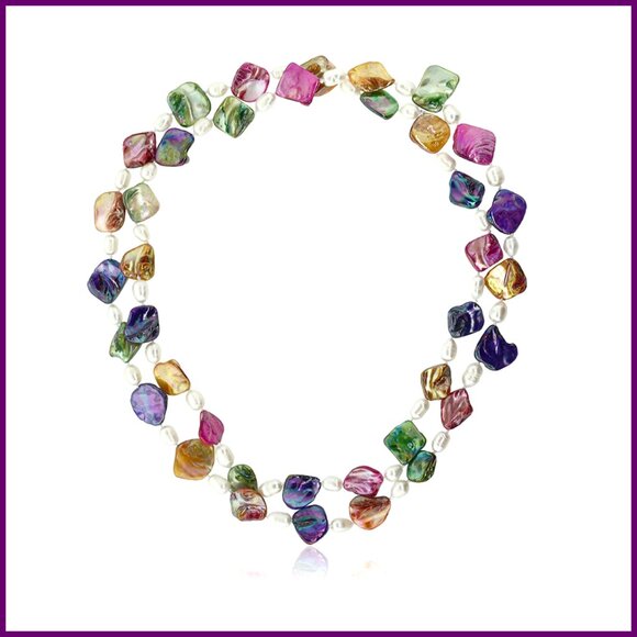 46 Inch Cultured Freshwater Pearl Necklace Simulated Shell Pearls Women's
